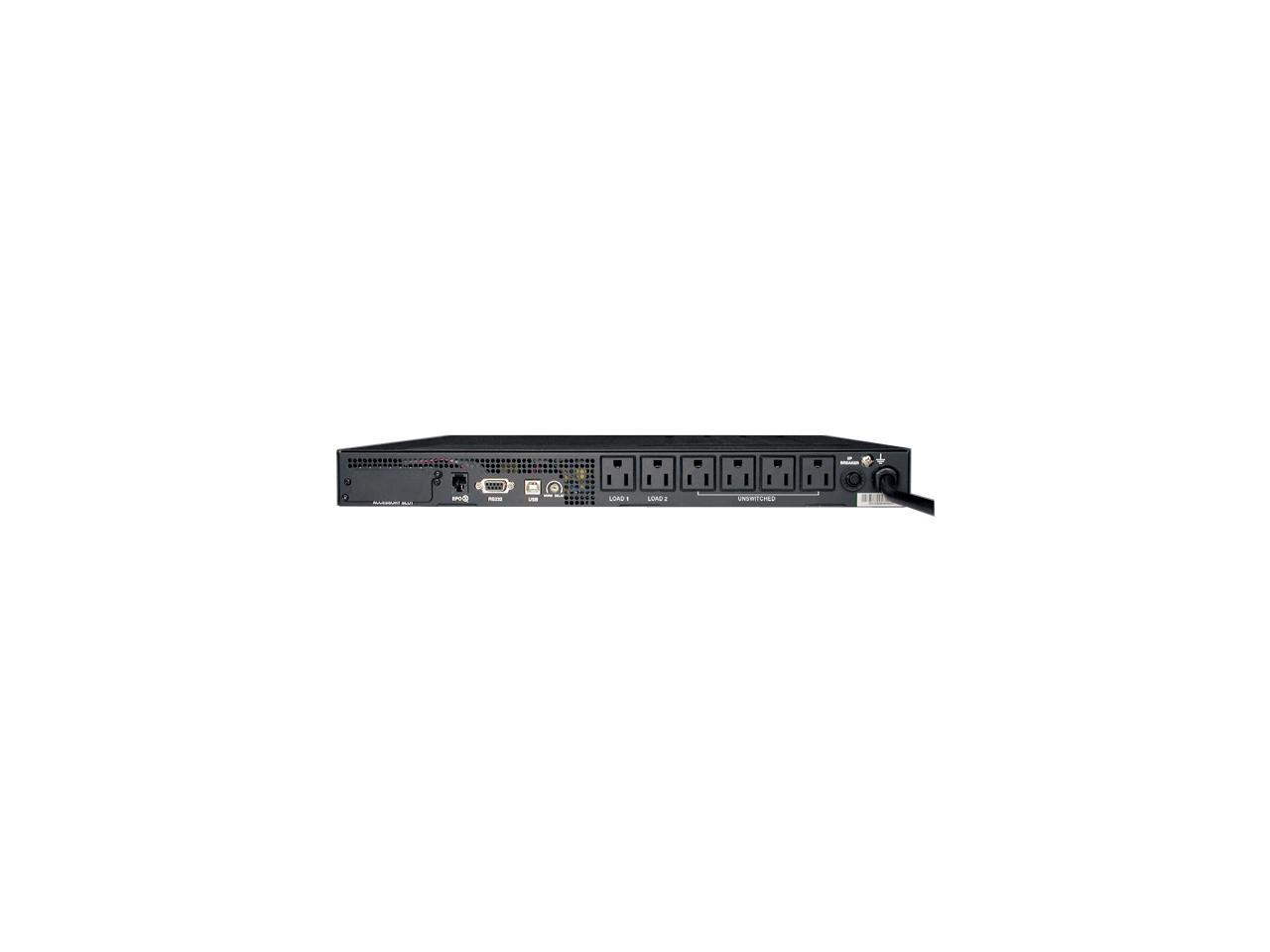 Tripp Lite Smart 750VA Sine Wave UPS Back Up, Line-Interactive 120V 600W, 1U Rackmount, Network Management Card Options, USB, DB9 Serial (SMART750RM1U)