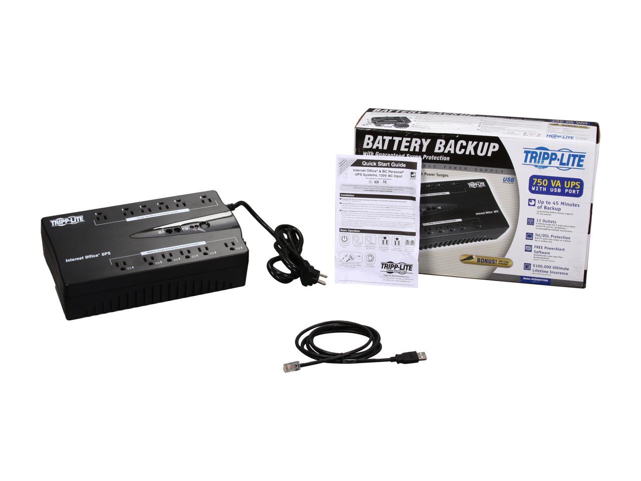 Tripp Lite INTERNET750U Internet Office 750 VA 450 Watts 12 Outlets Standby UPS for PCs