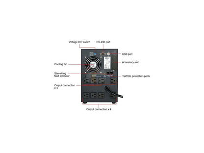 Tripp Lite SMART1050SLT Smart Pro 1050 VA 650 Watts Tower 8 x NEMA 5-15R Line Interactive UPS with SNMP Slot