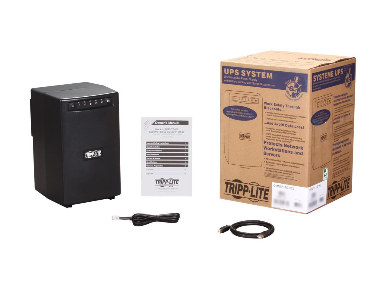 Tripp Lite OMNIVS1500XL OMNI VS 1500 VA 940 Watts 8 Outlets Line Interactive Tower UPS Extended Runtime
