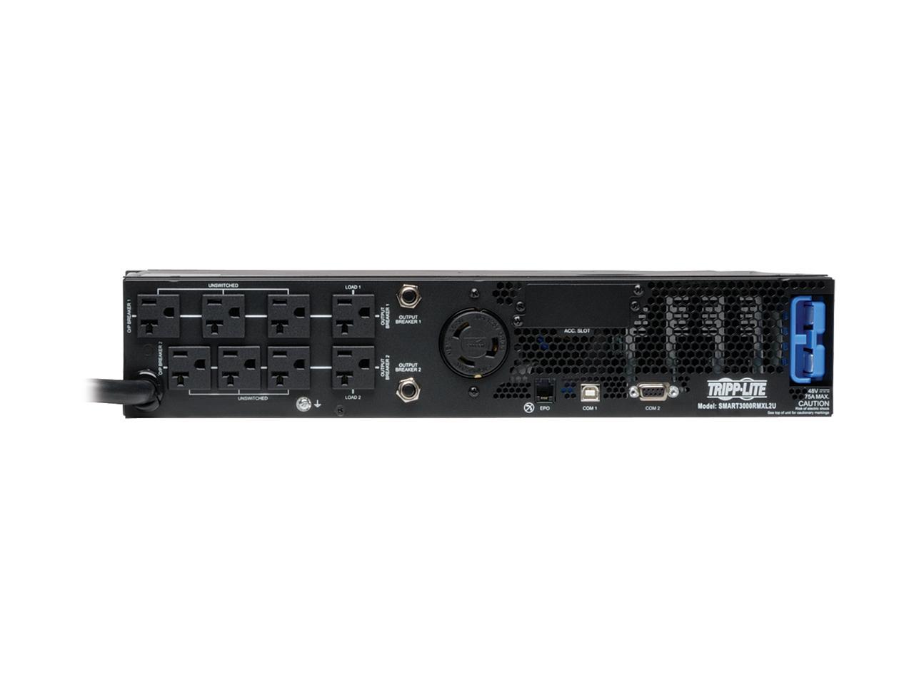 Tripp Lite SMART3000RMXL2U 3000VA 2880W UPS Smart Rackmount AVR LCD 120V USB DB9 SNMP 2URM, 9 Outlets
