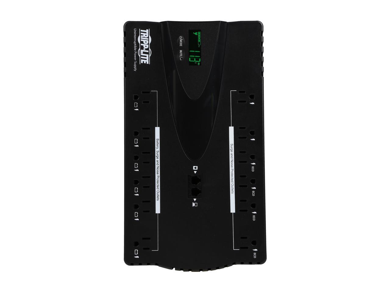 Tripp Lite 850 VA UPS Battery Backup, LCD, 425 Watts Eco Green, USB, RJ11, 12 Outlets (ECO850LCD)