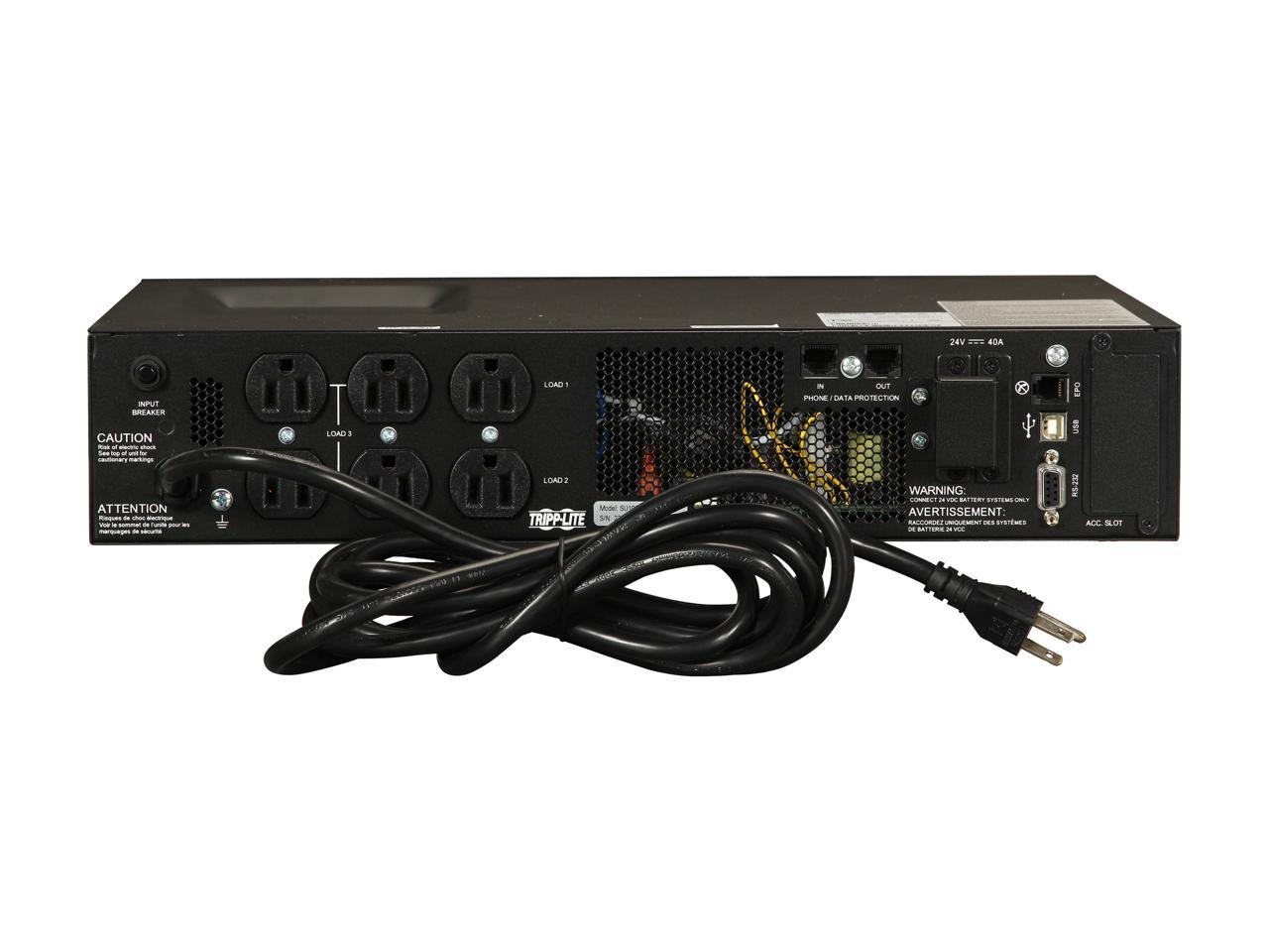 TRIPP LITE SMARTONLINE Series SU1000RTXLCD2U 1000 VA 900 Watts 6 Outlets On-Line Double-Conversion UPS, 2U Rack/Tower, Interactive LCD display