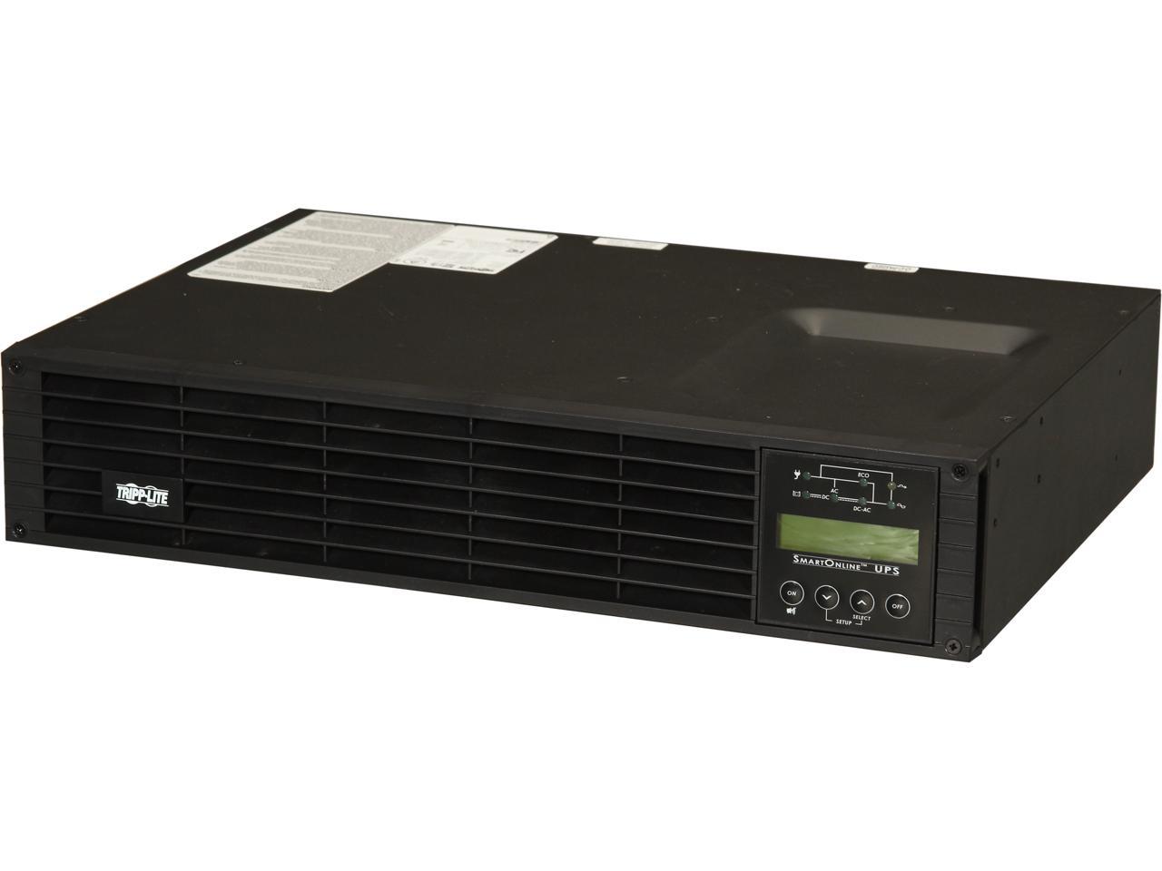 TRIPP LITE SMARTONLINE Series SU1000RTXLCD2U 1000 VA 900 Watts 6 Outlets On-Line Double-Conversion UPS, 2U Rack/Tower, Interactive LCD display