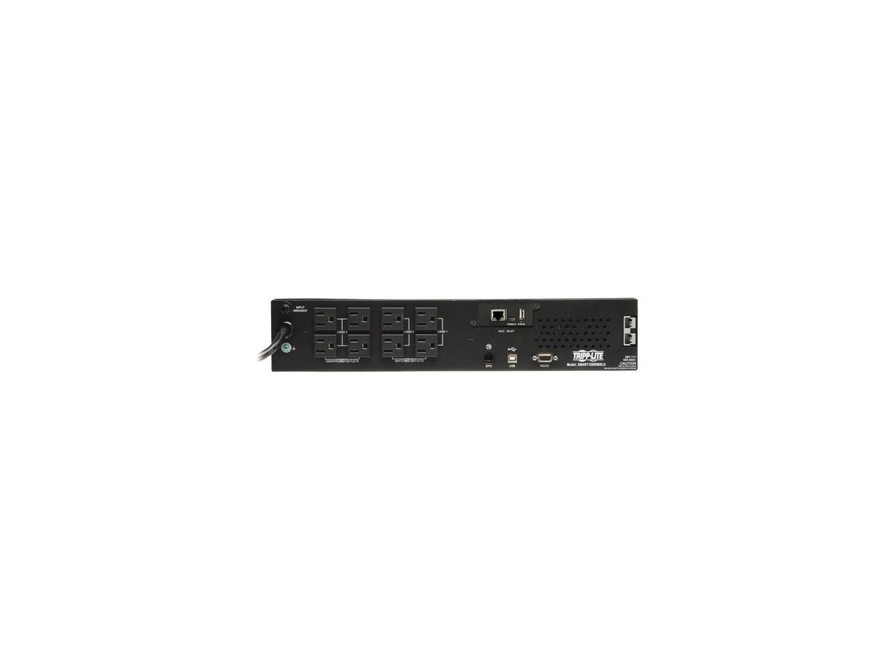 Tripp Lite SmartPro 120V 1.5 kVA 1.35 kWatts Line-Interactive Sine Wave UPS, 2U Rack / Tower, Extended Run, WEBCARDLX Network Interface, LCD (SMART1500RMXLN)