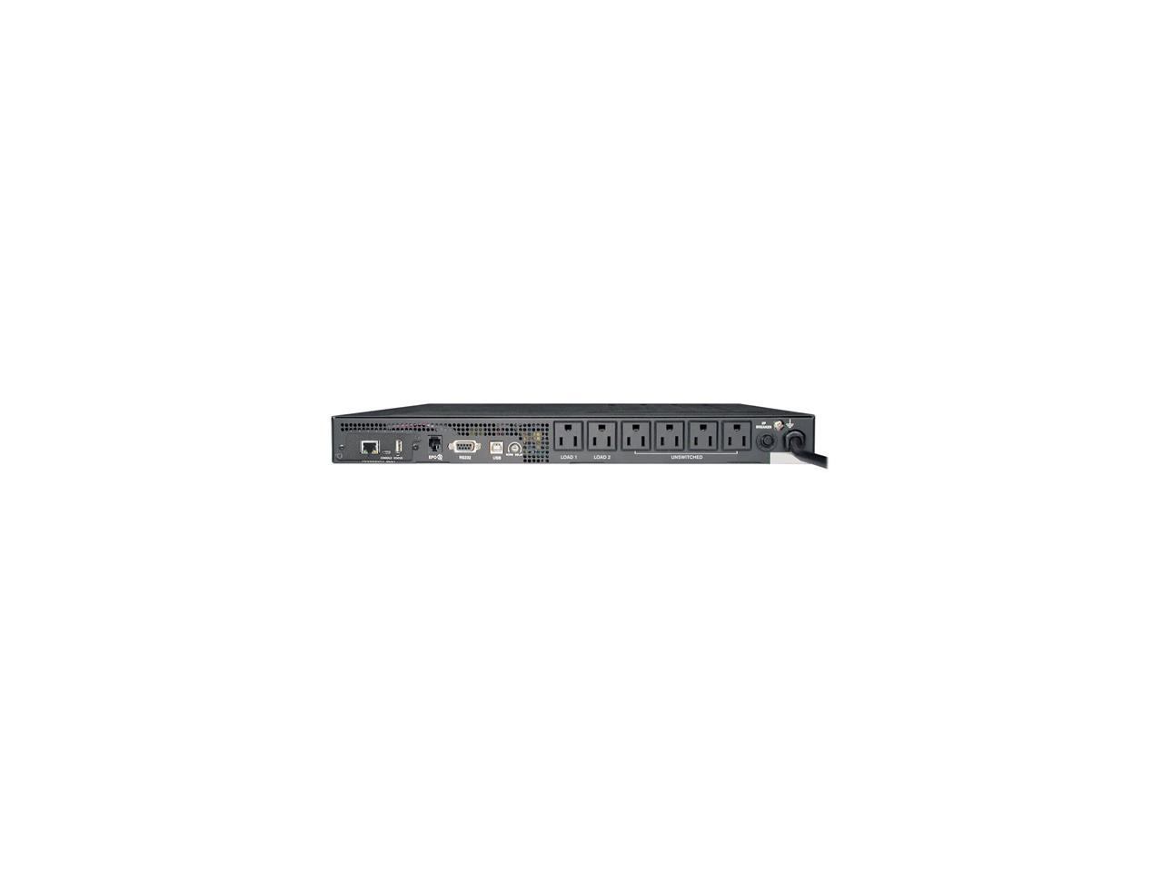 Tripp Lite SmartPro 120V 1 kVA 800 Watts Line-Interactive Sine Wave UPS, 1U Rack, WEBCARDLX Network Interface, USB, DB9, 6 Outlets (SMART1000RM1UN)