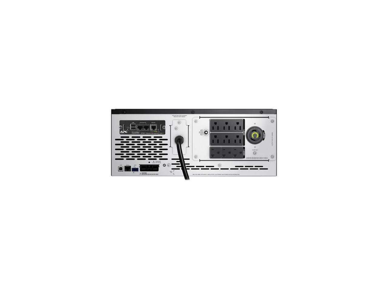 APC UPS, 2000 VA Smart-UPS Sine Wave, Short Depth UPS Battery Backup with Extended Run Option, Network Management Card, Tower/4U Rack Convertible, Line-Interactive, 120V (SMX2000LVNC)