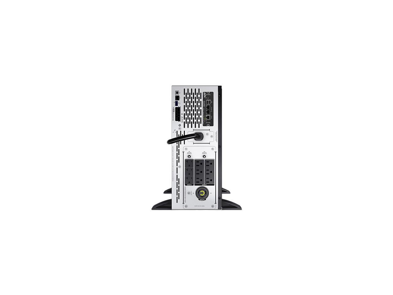APC UPS, 3000 VA Smart-UPS Sine Wave, Short Depth UPS Battery Backup with Extended Run Option, Network Management Card, Tower/4U Rack Convertible, Line-Interactive, 120V (SMX3000LVNC)