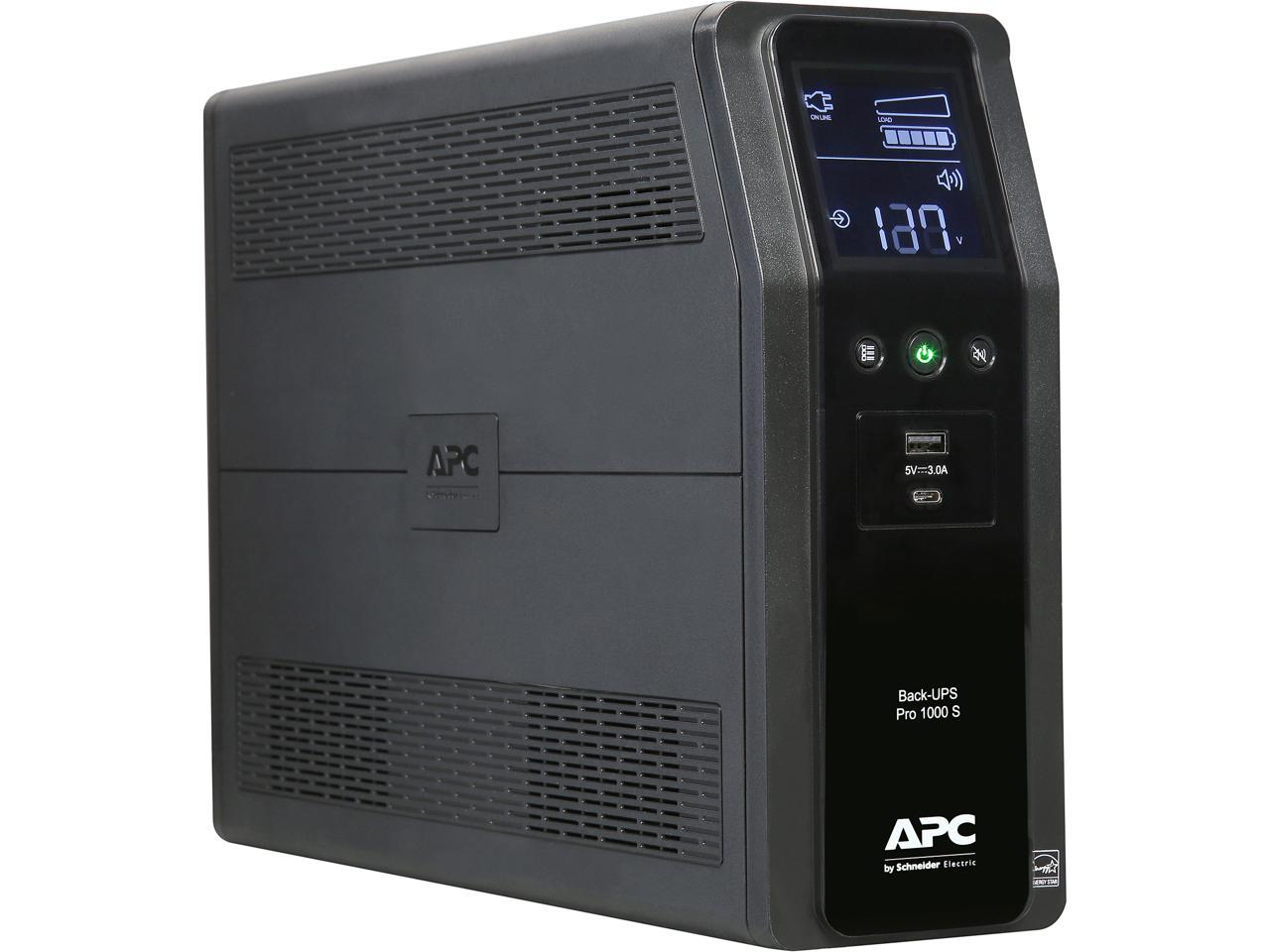 APC BR1000MS 1000 VA Pure SineWave 10 Outlets 2 USB Charging Ports Back-UPS Pro Battery Backup