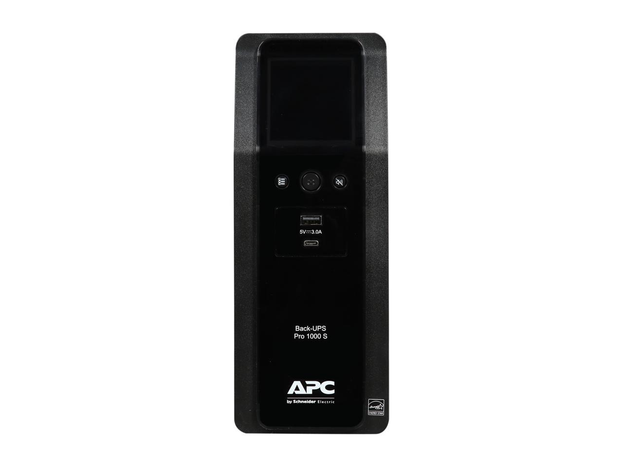 APC BR1000MS 1000 VA Pure SineWave 10 Outlets 2 USB Charging Ports Back-UPS Pro Battery Backup