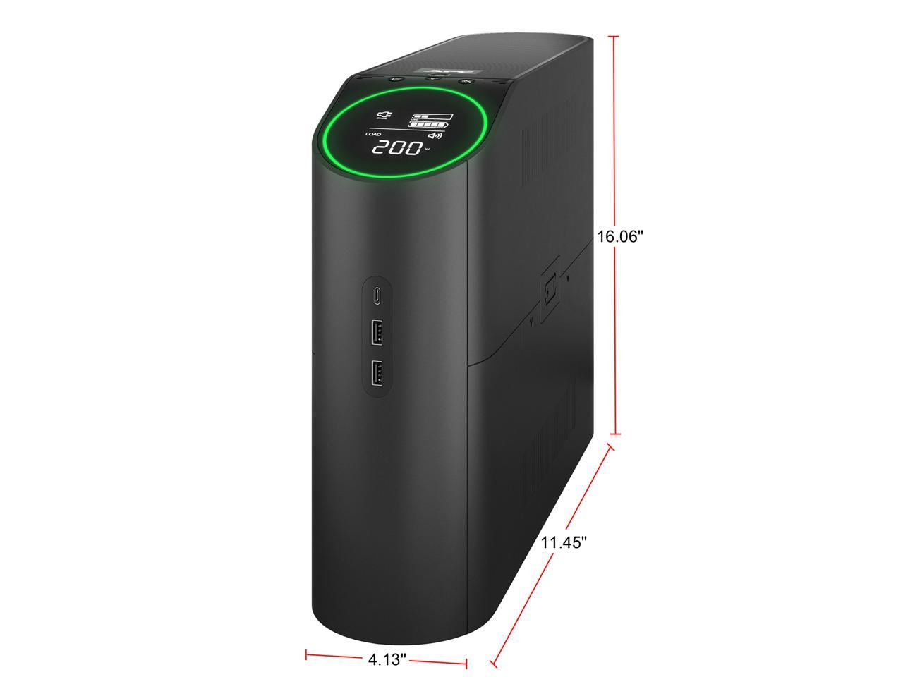 APC Gaming UPS, 1500 VA Sine Wave UPS Battery Backup with AVR and (3) USB Charger Ports, BGM1500B, Back-UPS Pro Uninterruptible Power Supply