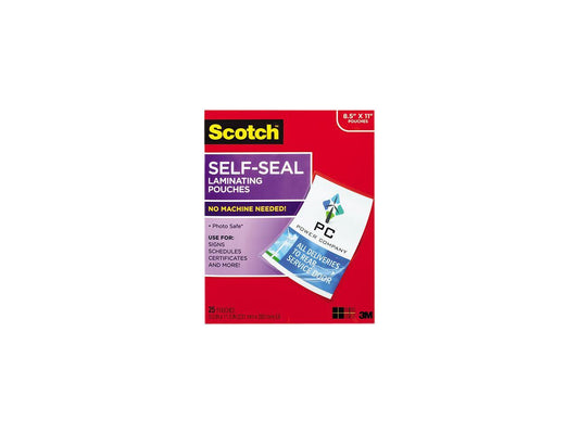 LS854-25G Scotch Self-Sealing Laminating Sheets, 9.5 mil, 8 1/2 x 11, 25/Pack