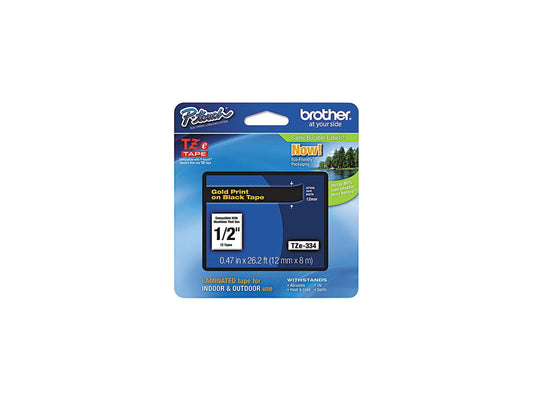 Brother 12mm (1/2") Gold on Black Laminated Tape (8m/26.2') (1/Pkg)