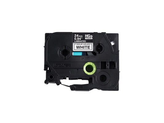 Brother HGE2515PK 24mm (0.94") Black on White HGe Tape with Standard Adhesive 8m (26.2 ft.) - 5 Pack