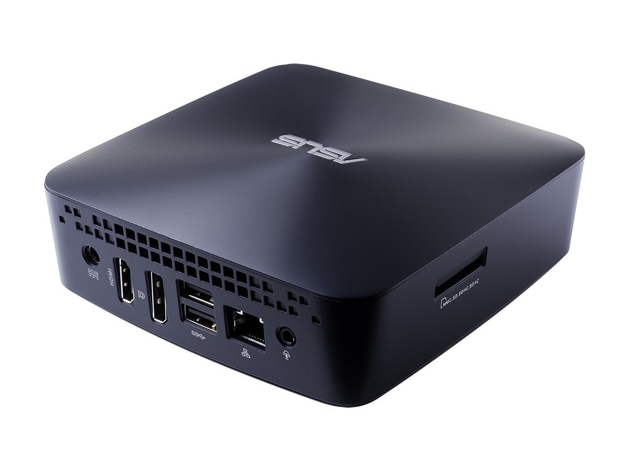 ASUS VivoMini UN65U Barebones Mini PC with Intel Core i7-7500U and integrated 4K UHD Graphics (HDMI, DisplayPort, 802.11ac Wifi, BlueTooth 4.0, M.2 SSD, 2.5" drive bay, USB 3.0, 4-in-1 card reader, VESA) UN65U-M021M