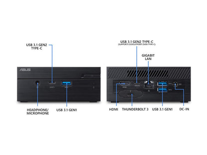 ASUS PN61 Barebones Mini PC with Intel Core i7-8565U and Integrated Intel 4K UHD Graphics (HDMI, DisplayPort over Type-C, Thunderbolt 3, 802.11 ac Wi-fi, Bluetooth 5.0, Gigabit LAN, USB 3.1, VESA Mount) PN61-BB7024MT