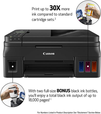 Canon PIXMA G4210 Wireless All-In-One Supertank (Megatank) Printer, Copier, Scan, Fax and ADF with Mobile Printing, Black, One Size, Works with Alexa