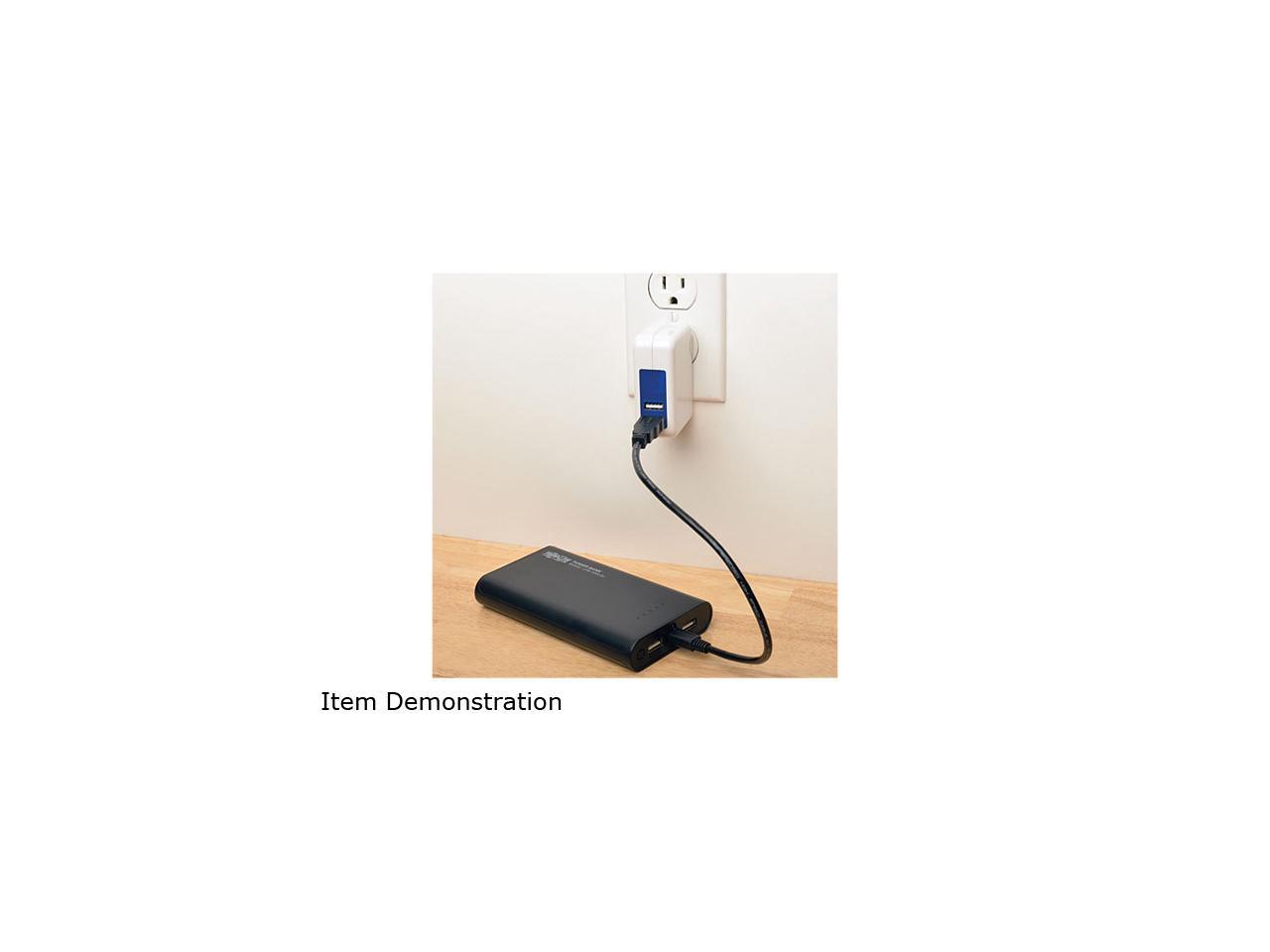 Tripp Lite Black 12000 mAh Portable Dual-Port Mobile Power Bank USB Battery Charger with LED Flashlight UPB-12K0-2U