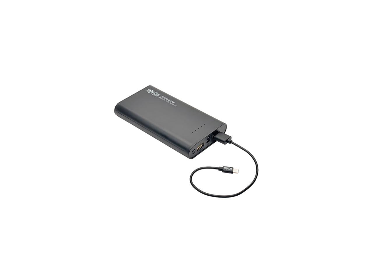 Tripp Lite Black 12000 mAh Portable Dual-Port Mobile Power Bank USB Battery Charger with LED Flashlight UPB-12K0-2U
