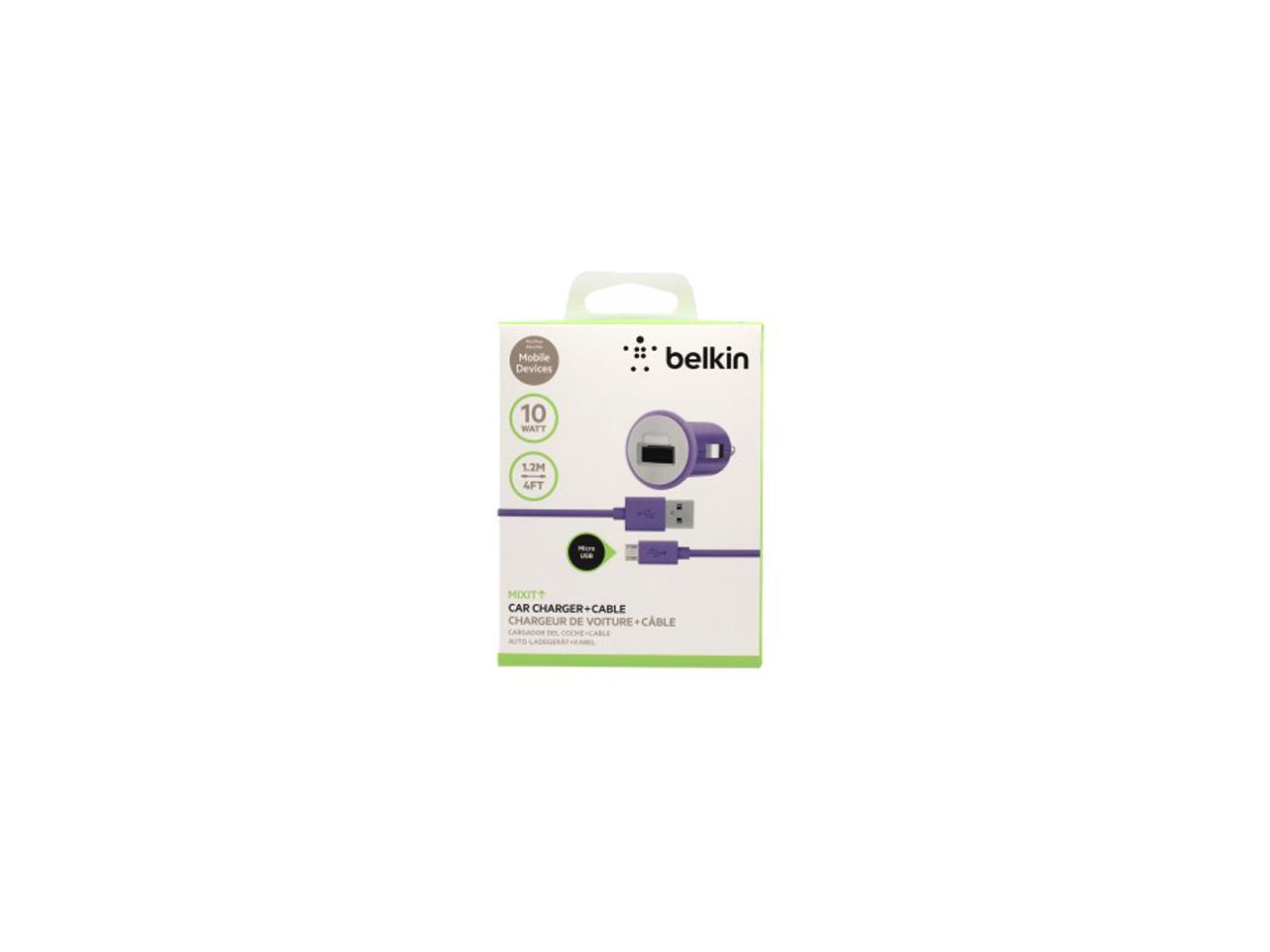 BELKIN F8M700bt04-PUR Purple MixIt 2.1A Car Charger + MixIt 4ft Micro-USB Cable