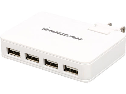 IOGEAR GearPower QuadSmart USB 4.2A Wall Charger - 120 V AC, 230 V AC Input Voltage - 5 V DC Output Voltage - 4.20 A Output Current