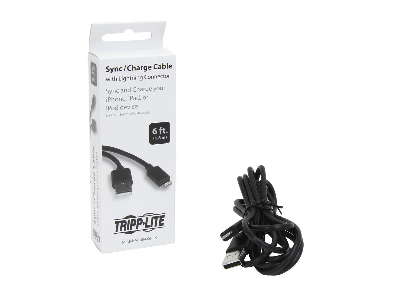 Tripp Lite M100-006-BK Black Lightning to USB iPhone iPod iPad Apple mfi Certified 6.5ft (2m)