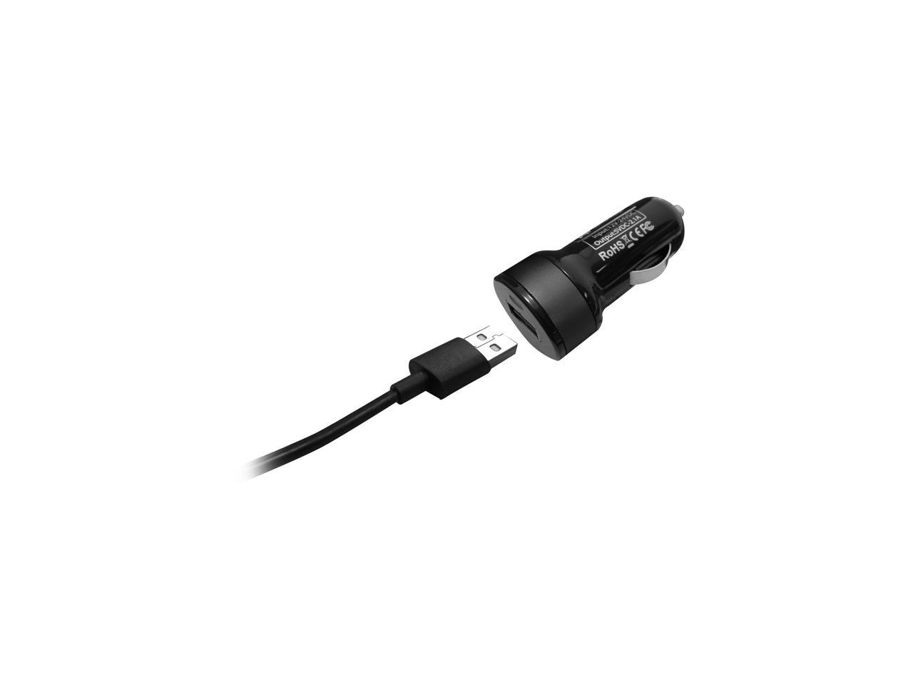 PQI 6PCM-008R0006A Black i-Charger Du-Plug Car Charger w Double-Header Design - Lightning Cable and Android Micro USB