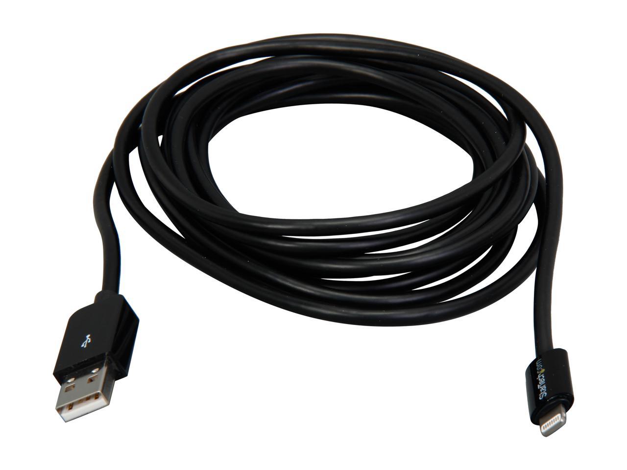 StarTech.com USBLT3MB Black 3m (10ft) Long Black Apple 8-pin Lightning Connector to USB Cable for iPhone / iPod / iPad