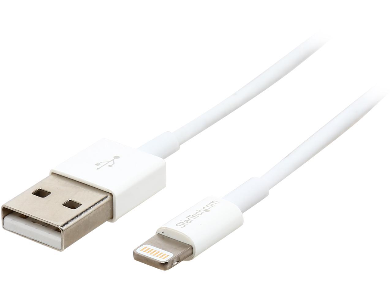 StarTech.com 1m 3ft White Apple 8-pin Slim Lightning to USB Cable for iPhone iPod iPad - Thin Apple Lightning to USB Charger / Sync Cable - Discontinued, Limited Stock, Replaced by RUSBLTMM1M (USBLT1MWS)