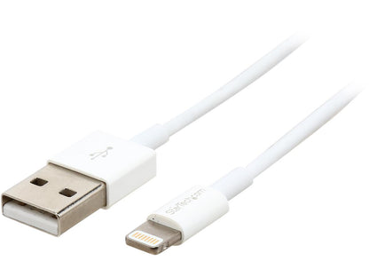 StarTech.com 1m 3ft White Apple 8-pin Slim Lightning to USB Cable for iPhone iPod iPad - Thin Apple Lightning to USB Charger / Sync Cable - Discontinued, Limited Stock, Replaced by RUSBLTMM1M (USBLT1MWS)
