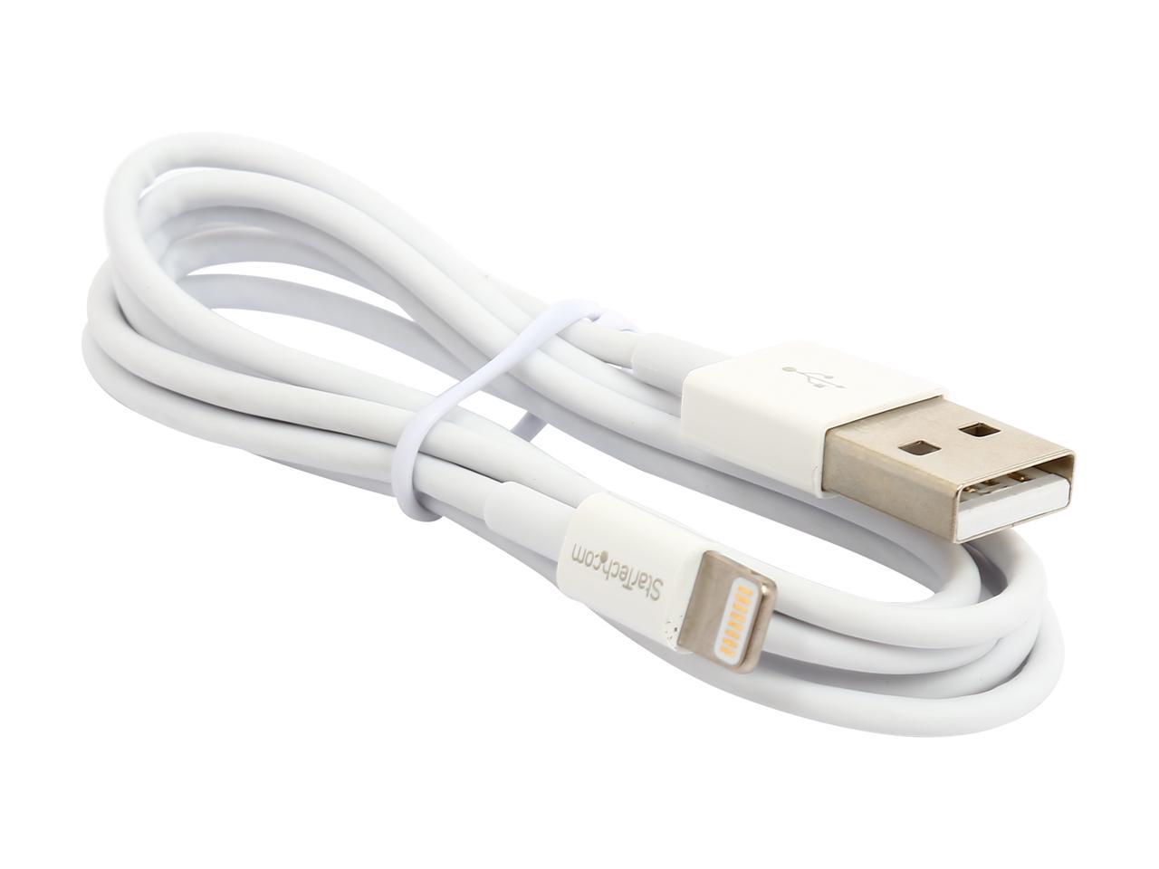 StarTech.com 1m 3ft White Apple 8-pin Slim Lightning to USB Cable for iPhone iPod iPad - Thin Apple Lightning to USB Charger / Sync Cable - Discontinued, Limited Stock, Replaced by RUSBLTMM1M (USBLT1MWS)