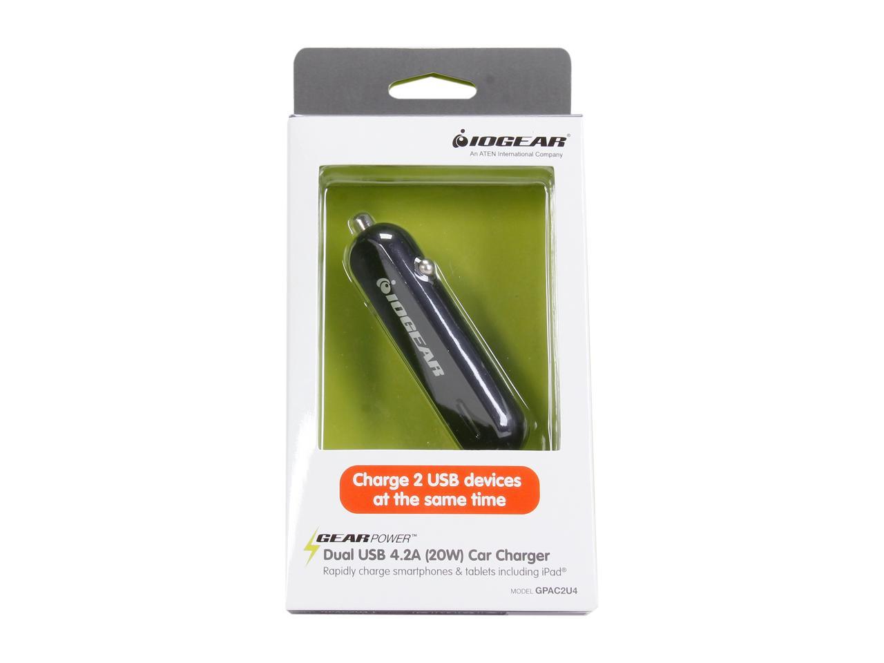 IOGEAR GPAC2U4 GearPower Dual USB 4.2A Car Charger