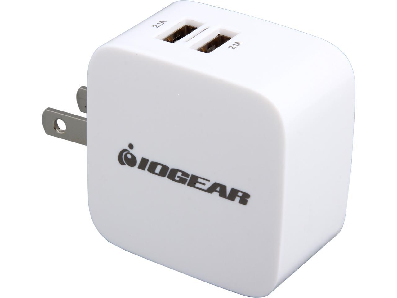 IOGEAR GPAW2U4 White GearPower Dual USB 4.2A (20W) Wall Charger