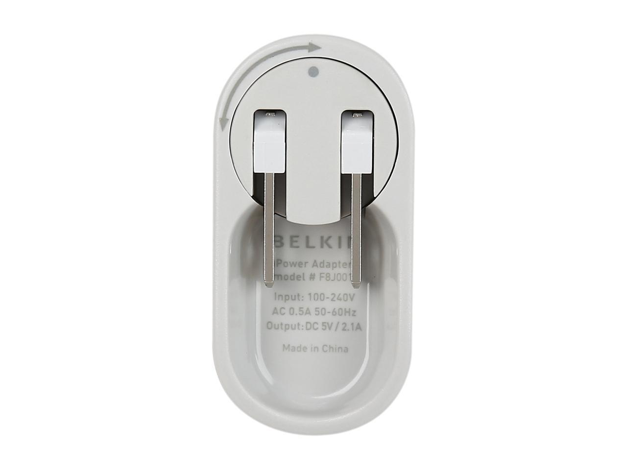 BELKIN F8J032tt04-WHT White Swivel Charger + Lightning ChargeSync Cable (10 Watt/2.1 Amp)