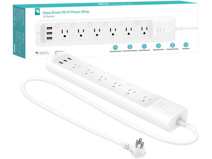 Kasa Smart Wi-Fi Power Strip by TP-Link - Six Smart Outlets, Control from Anywhere, Energy Monitoring, Works with Alexa, Google Assistant, No Hub Required