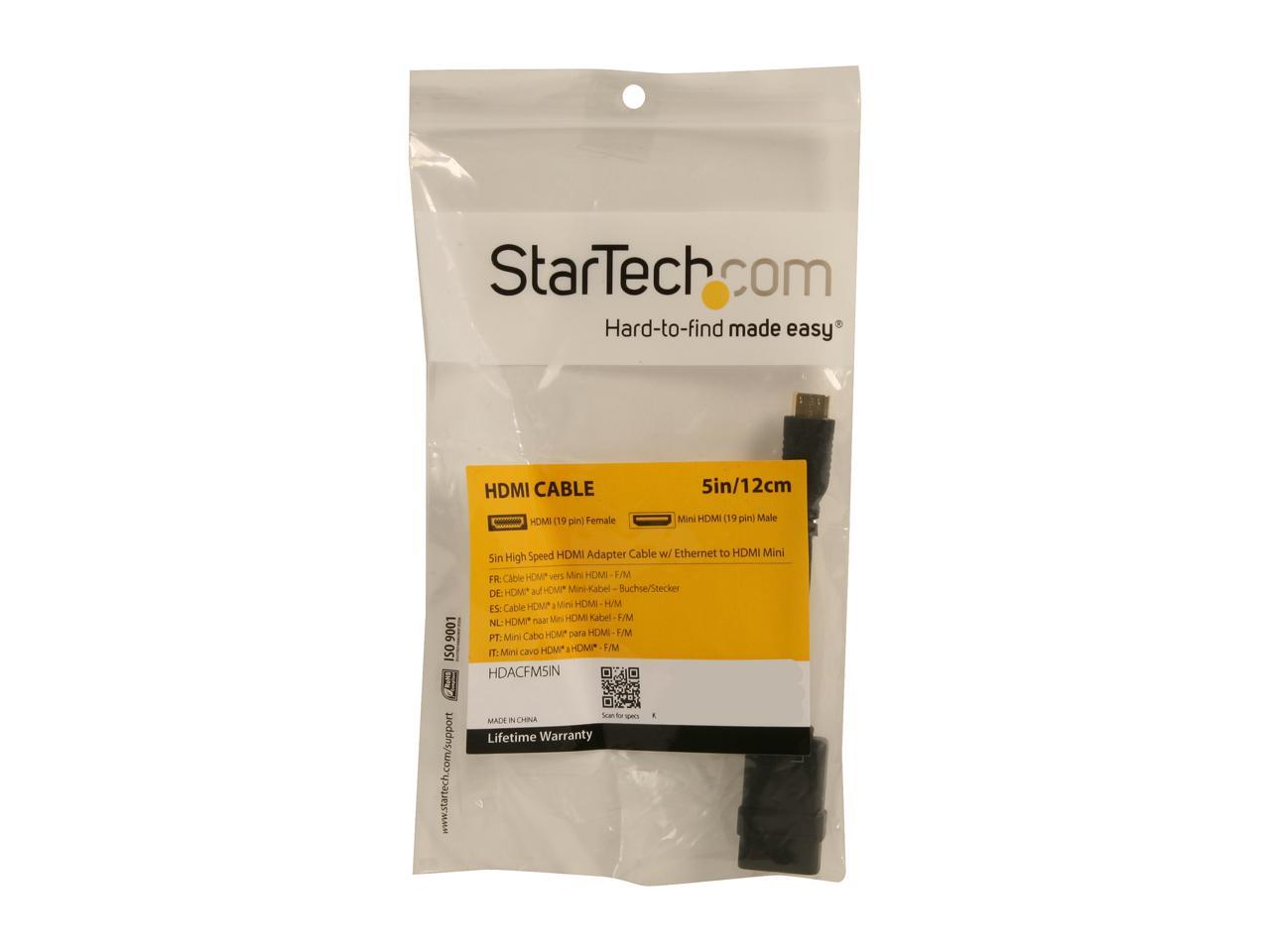 StarTech.com HDACFM5IN 5 in. Black Connector A: 1 - HDMI (19 pin) FemaleConnector B: 1 - Mini HDMI (19 pin) Male 5in High Speed HDMI Cable - HDMI to HDMI Mini- F/M