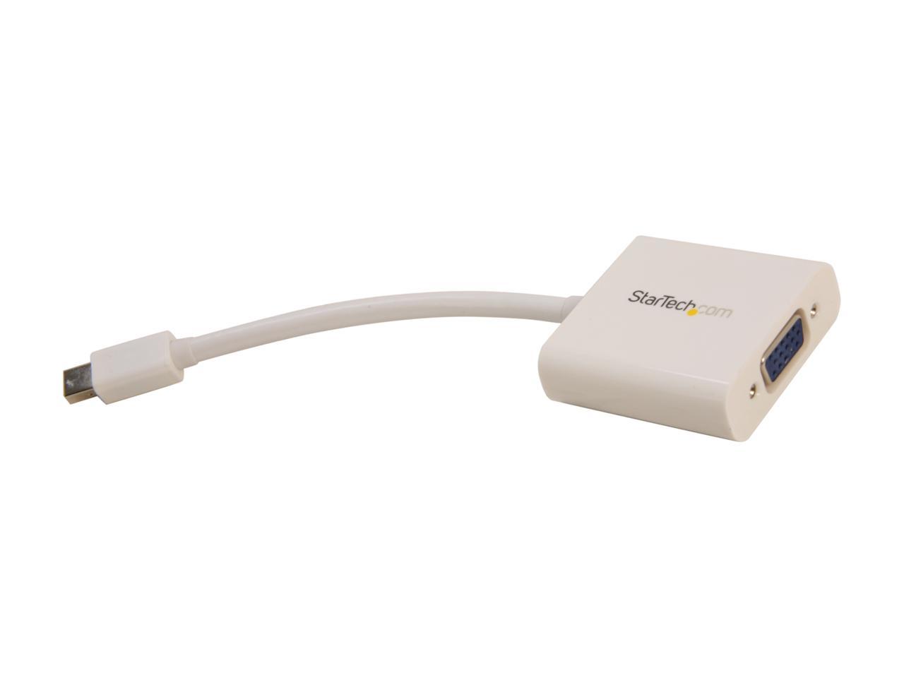 StarTech.com MDP2VGAW Mini DisplayPort to VGA Adapter - White - 1080p - Thunderbolt to VGA Monitor Adapter - Mini DP to VGA Converter