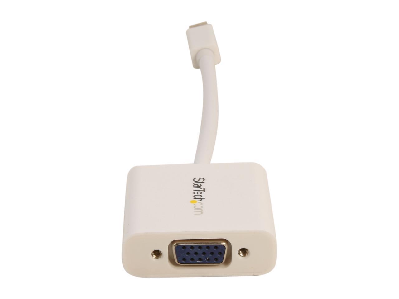 StarTech.com MDP2VGAW Mini DisplayPort to VGA Adapter - White - 1080p - Thunderbolt to VGA Monitor Adapter - Mini DP to VGA Converter