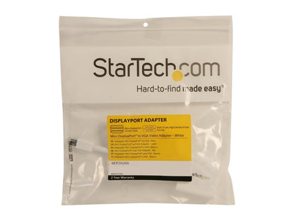 StarTech.com MDP2VGAW Mini DisplayPort to VGA Adapter - White - 1080p - Thunderbolt to VGA Monitor Adapter - Mini DP to VGA Converter
