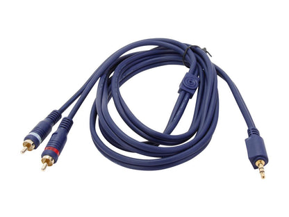 C2G 40614 Velocity One 3.5mm Stereo Male to Two RCA Stereo Male Y-Cable, Blue (6 Feet, 1.82 Meters)