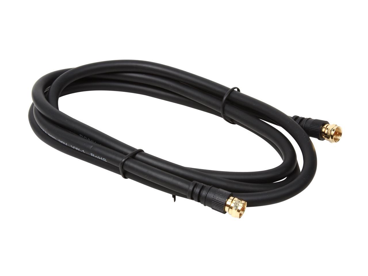 C2G 29132 Value Series F-Type RG6 Coaxial Video Cable, Black (6 Feet, 1.82 Meters)