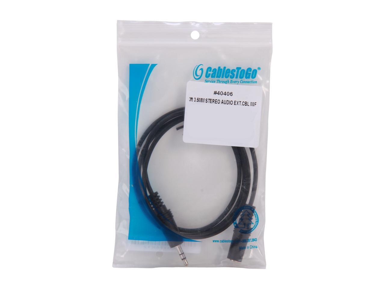 C2G 40406 3.5mm M/F Stereo Audio Extension Cable, Black (3 feet, 0.91 Meters)