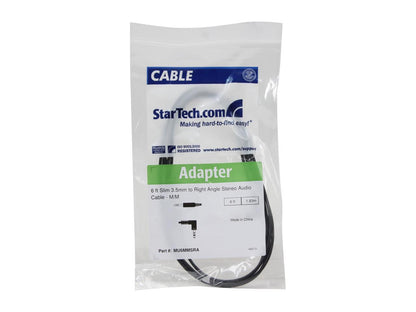 StarTech.com MU6MMSRA Slim 3.5mm to Right Angle Stereo Audio Cable Male to Male