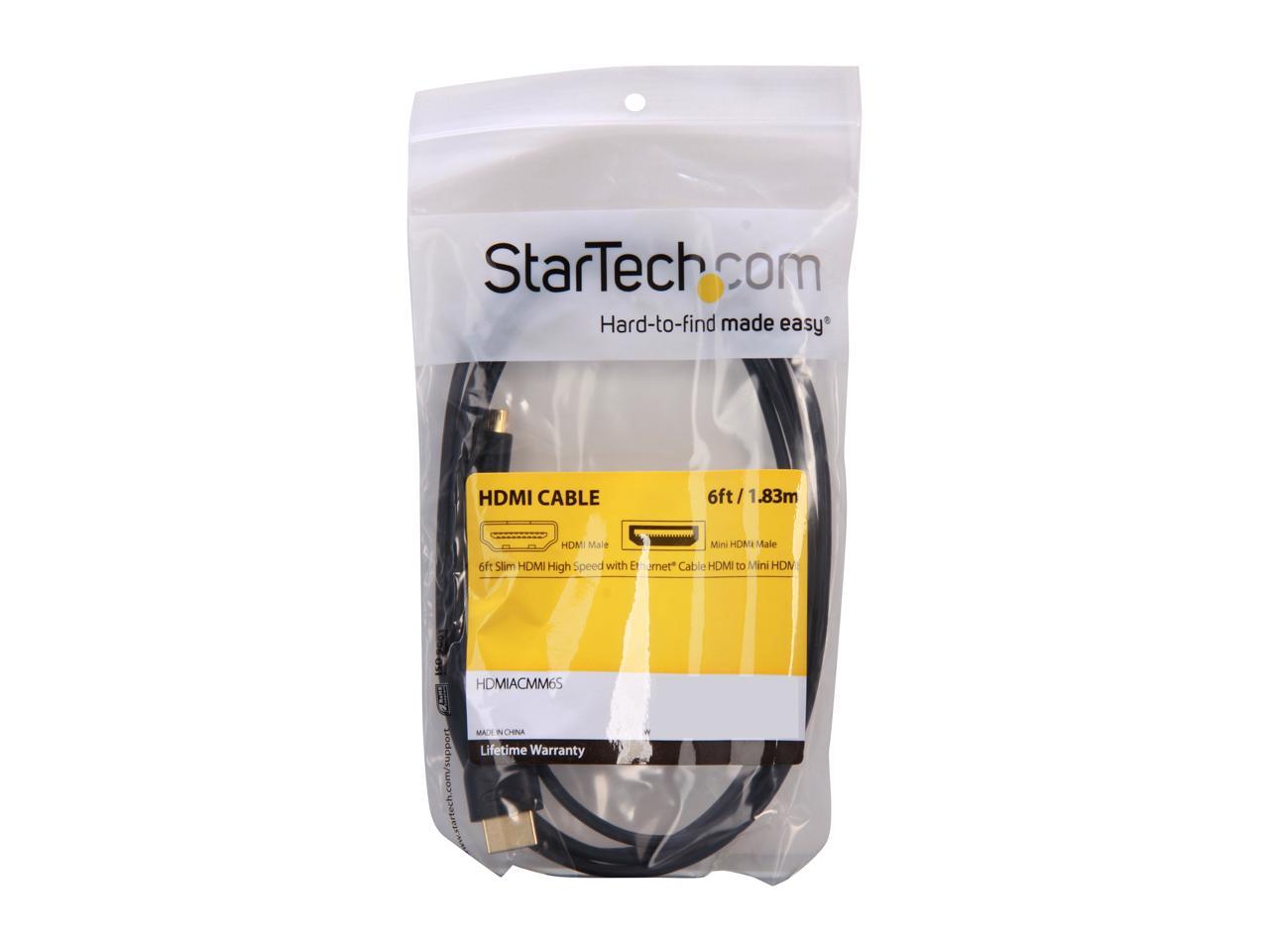 StarTech.com HDMIACMM6S 6 ft. Slim High Speed HDMI to Mini HDMI Cable with Ethernet