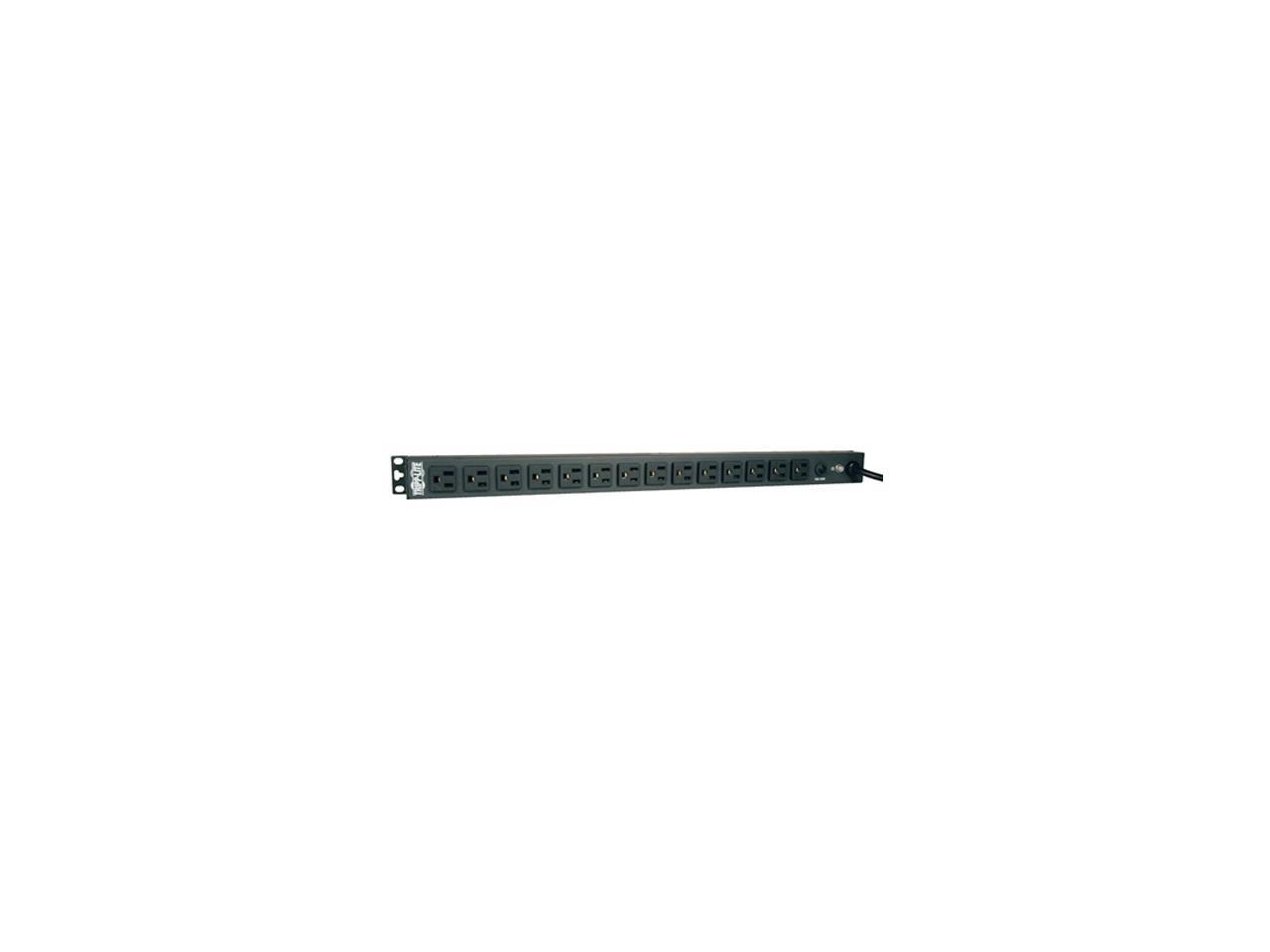 Tripp Lite Basic PDU, 15A, 14 Outlets (5-15R), 120V, 5-15P, 15 ft. Cord, 0U Vertical Rack-Mount Power (PDU1415)