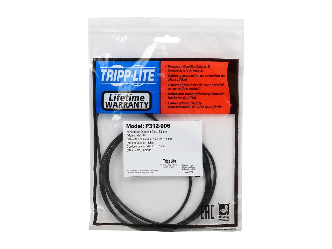 TRIPP LITE P312-006 6 ft. 3.5mm M/M Mini-Stereo Dubbing Cord