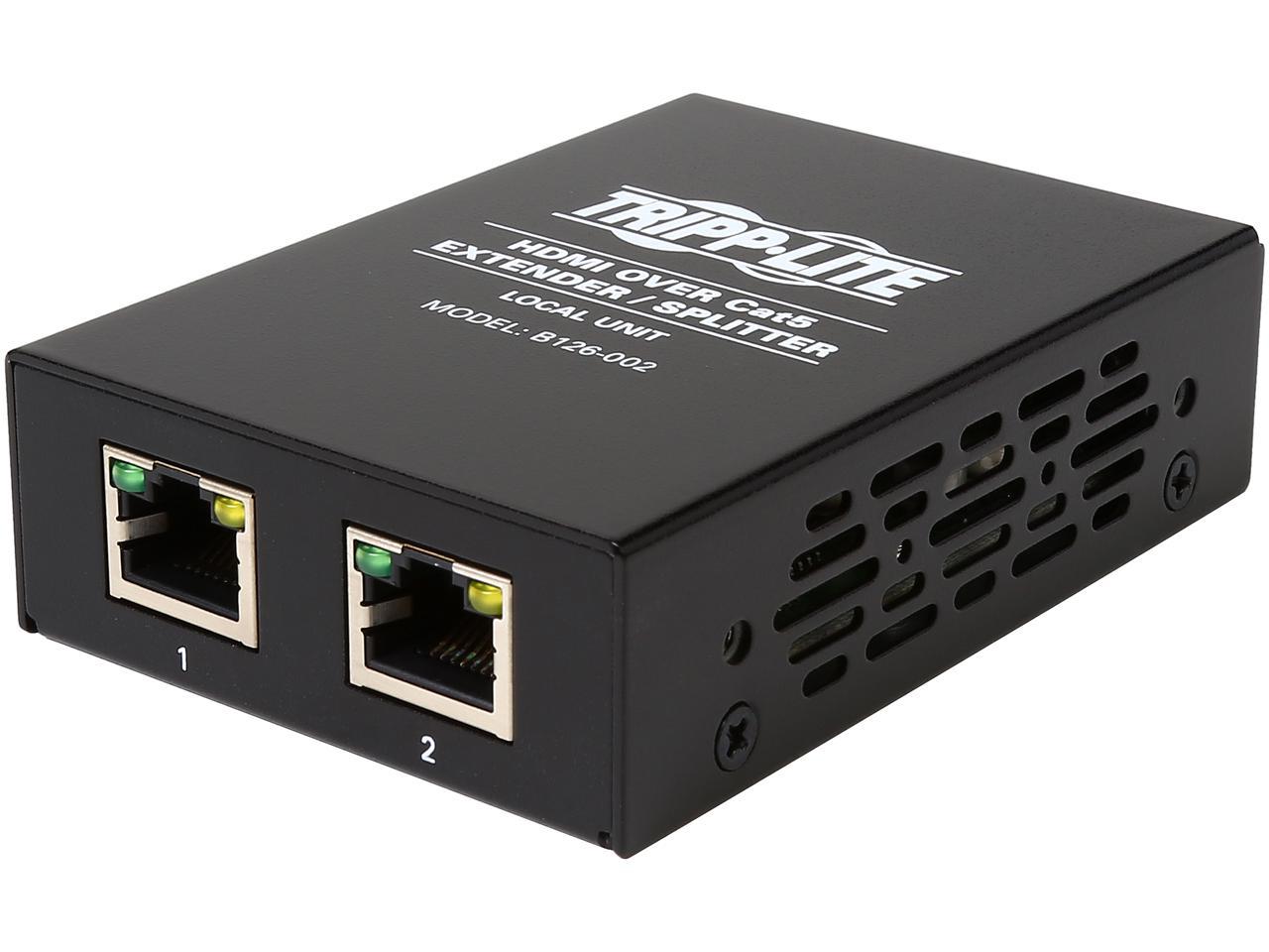 Tripp Lite 2-Port HDMI over Cat5 / Cat6 Extender Splitter, Transmitter for Video and Audio, 1080p at 60 Hz (B126-002)