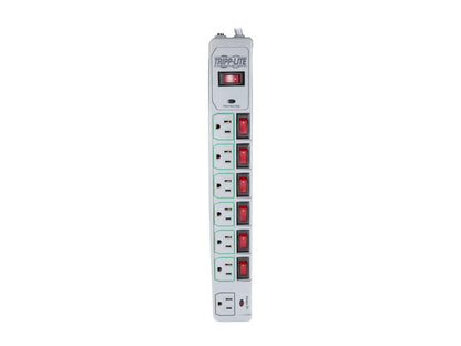 Tripp Lite 7-Outlet Surge Protector Power Strip, 6 Feet Cord, 1080 Joules, Individually-Controlled Outlets (TLP76MSG)