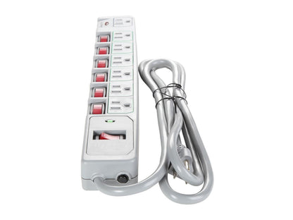 Tripp Lite 7-Outlet Surge Protector Power Strip, 6 Feet Cord, 1080 Joules, Individually-Controlled Outlets (TLP76MSG)