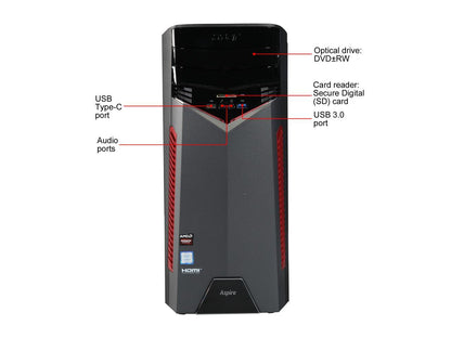 Acer Desktop Computer Aspire GX GX-785-UR17 Intel Core i7 7th Gen 7700 (3.60 GHz) 8 GB DDR4 1 TB HDD AMD Radeon RX 480 Windows 10 Home 64-Bit